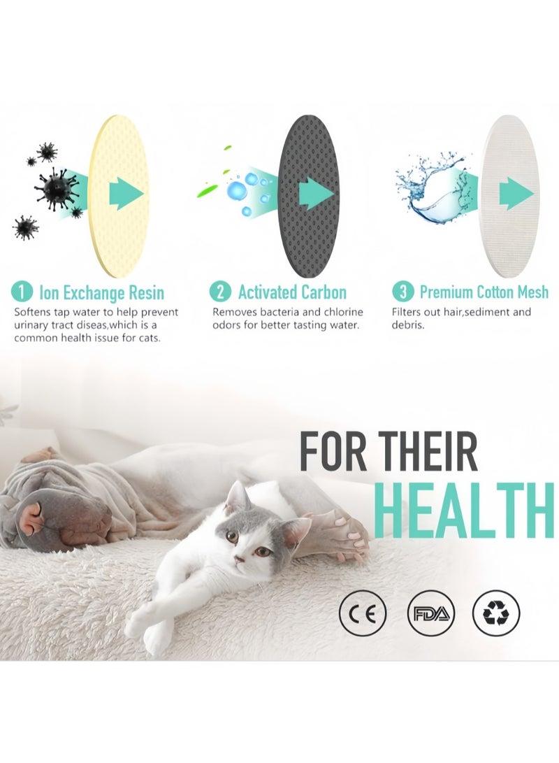 10 عبوات من المرشحات لنوافير المياه للقطط، ومرشحات بديلة لنافورة الحيوانات الأليفة مع الراتنج والكربون النشط لنافورة الشرب لموزع مياه الزهور الأوتوماتيكي - Image 4